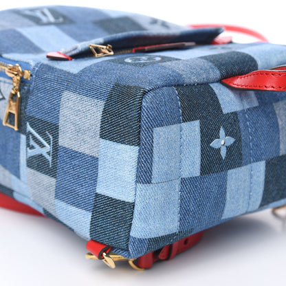 Louis Vuitton Denim Damier Monogram Patchwork Palm Springs Backpack Mini Blue Rouge 8 of 10