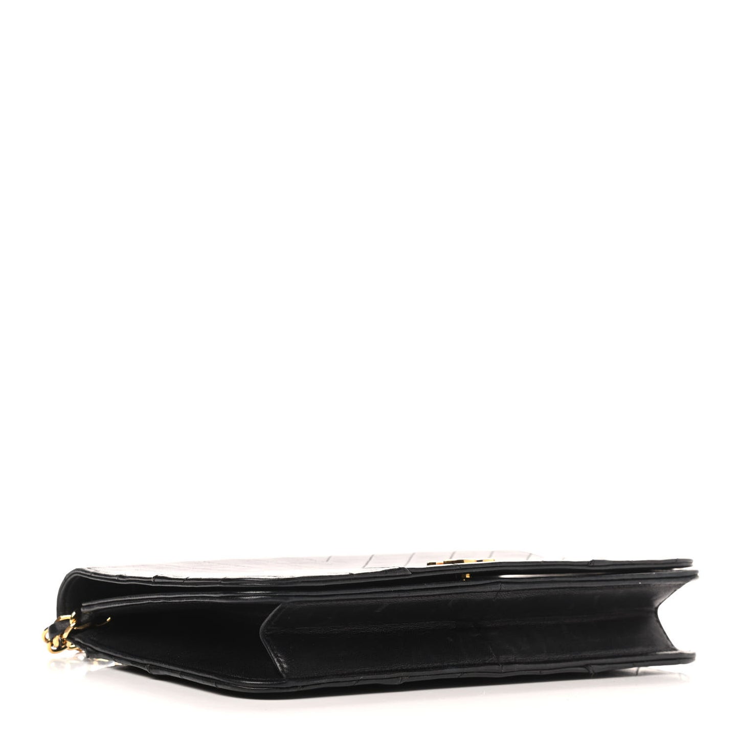 Lambskin Chevron Quilted Small Single Flap Black