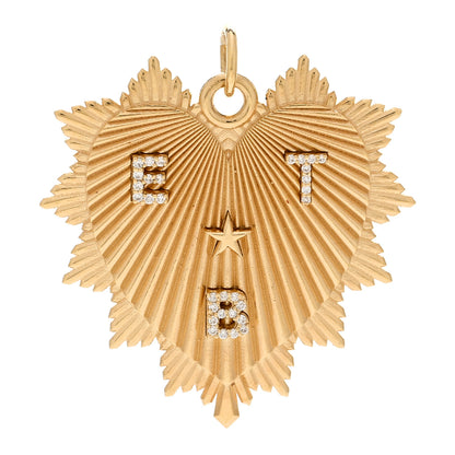 Foundrae 18K Yellow Gold Diamond Oversized Custom Heart Love Token Medallion Hanging Clockweight Pendant 1 of 3