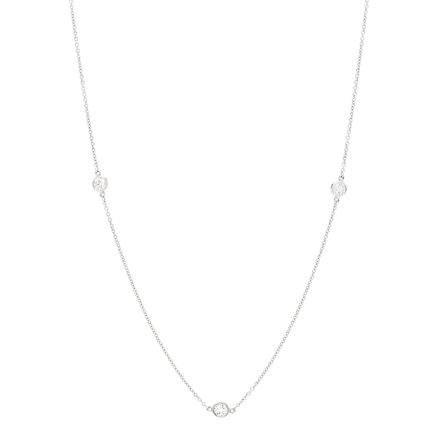 Tiffany Platinum Diamond .70ctw Elsa Peretti Diamonds by the Yard Station Necklace 1 of 6