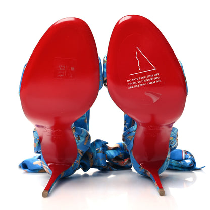 Christian Louboutin Crepe Satin Greekaba Du Desert 110 Sandal 40 Blue Multicolor 5 of 7