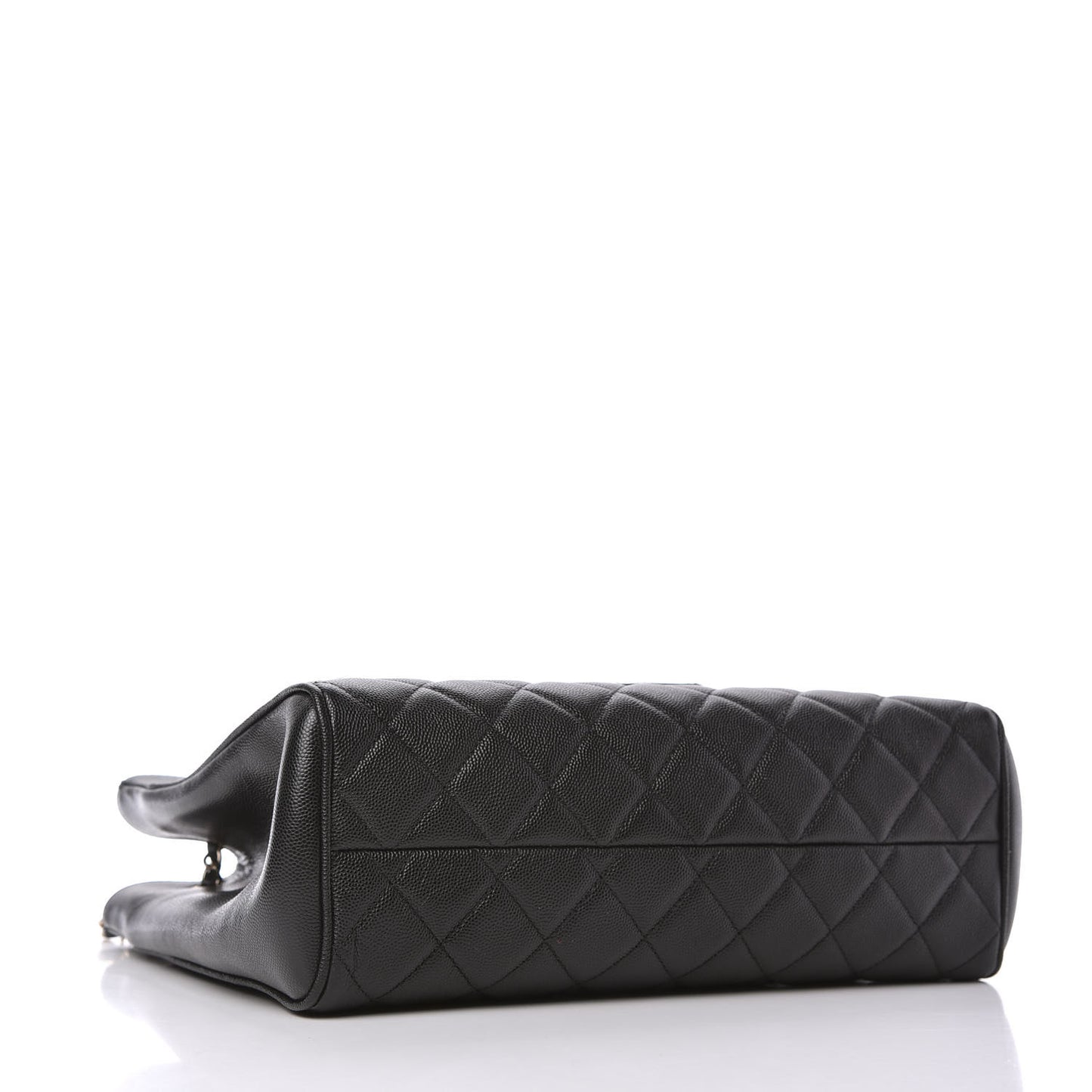 Caviar Quilted In Out Flap Shopping Tote Black