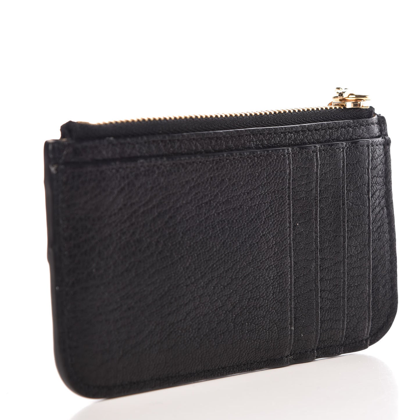Grained Calfskin Drew Card Holder Black