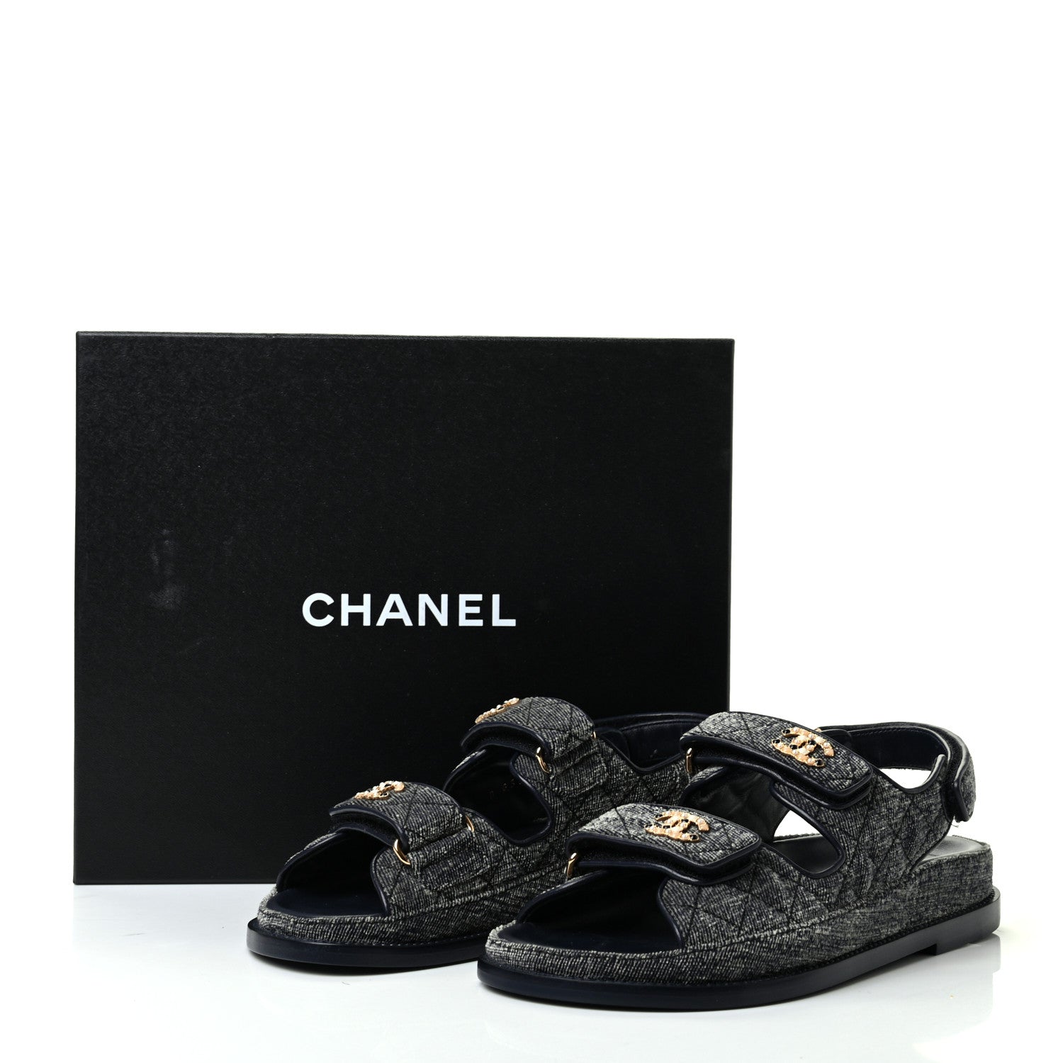 Chanel Denim Quilted Dad Sandals 36.5 Grey 9 of 9
