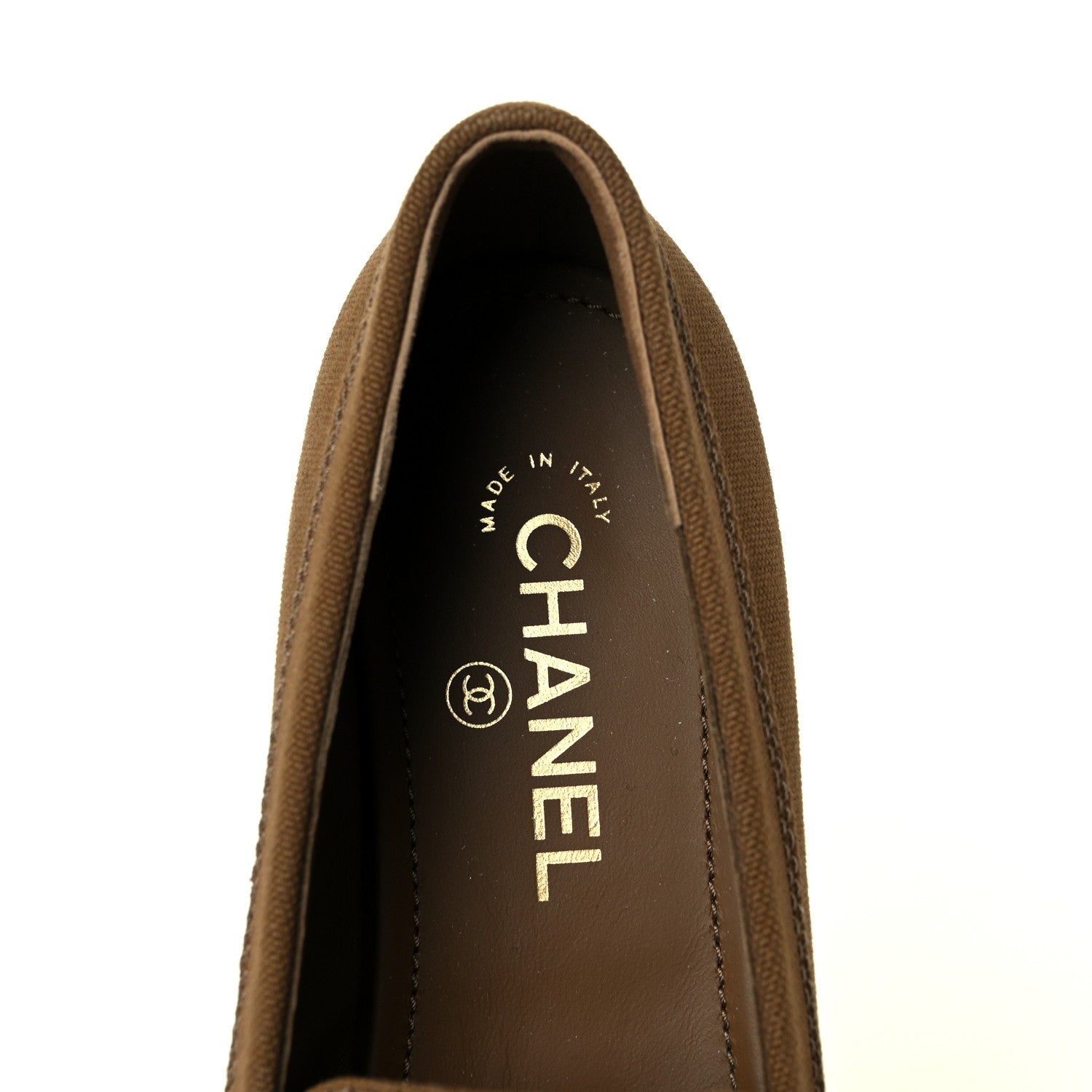 Chanel Canvas Womens CC Chain Loafers 38 Brown 7 of 9