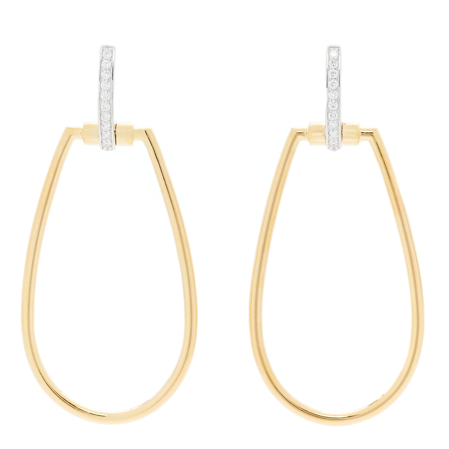 18K Yellow White Gold Diamond Classica Parisenne Drop Earrings