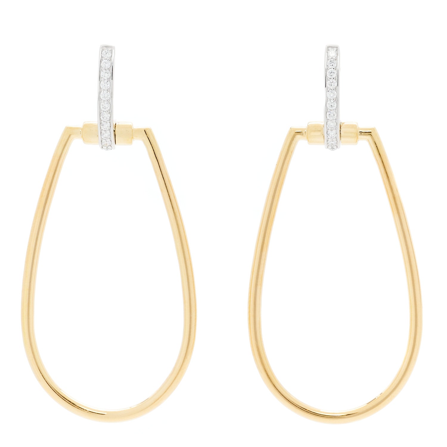 Roberto Coin 18K Yellow White Gold Diamond Classica Parisenne Drop Earrings 1 of 5