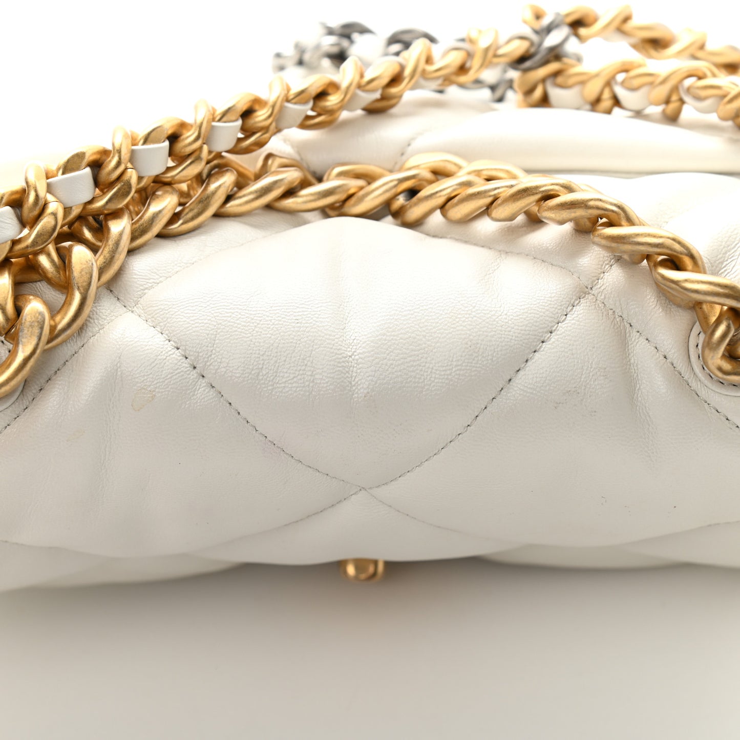 Goatskin Quilted Large Chanel 19 Flap White