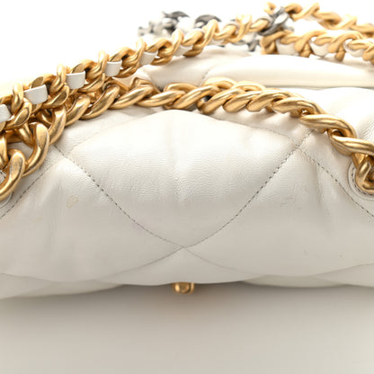 Chanel Goatskin Quilted Large Chanel 19 Flap White 10 of 12