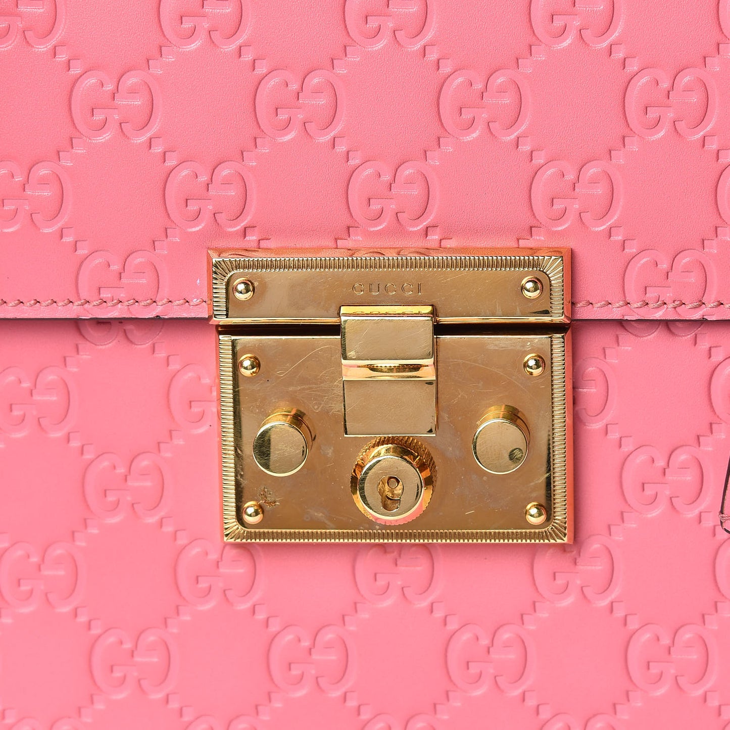 Guccissima Signature Medium Padlock Top Handle Bag Flush