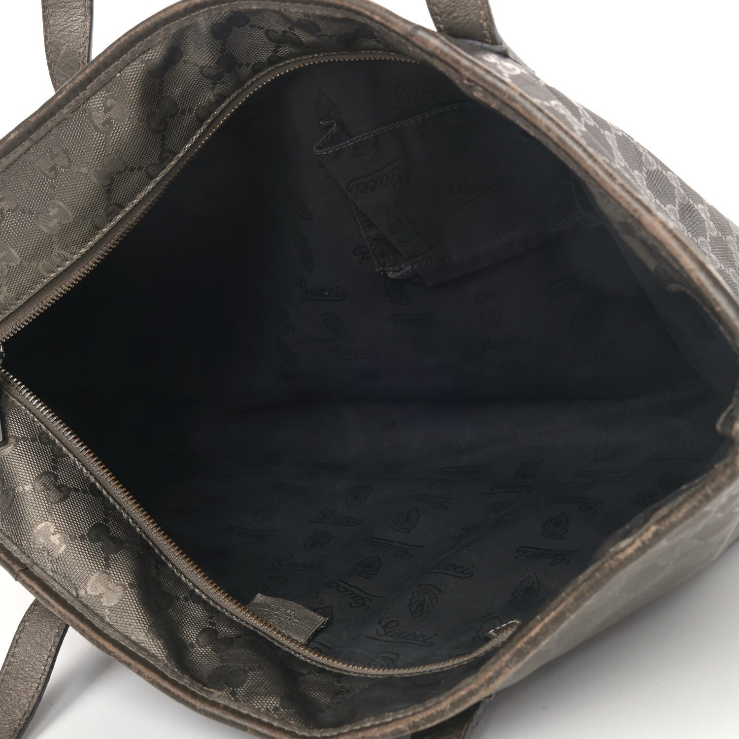Gucci Imprime Monogram Medium Zippered Shopping Tote Pewter 5 of 13