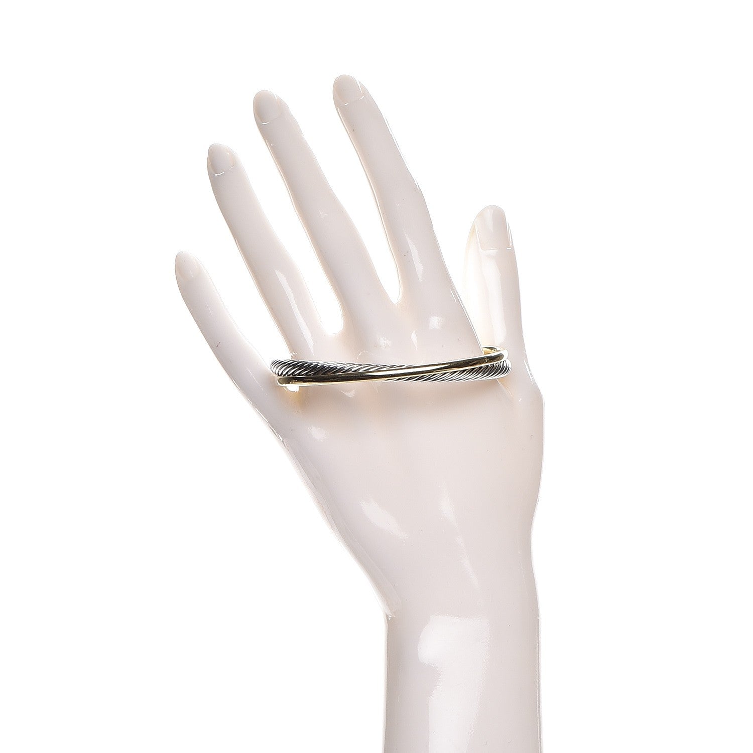 David Yurman Sterling Silver 18K Yellow Plated Gold 5mm Crossover Cuff 2 of 4