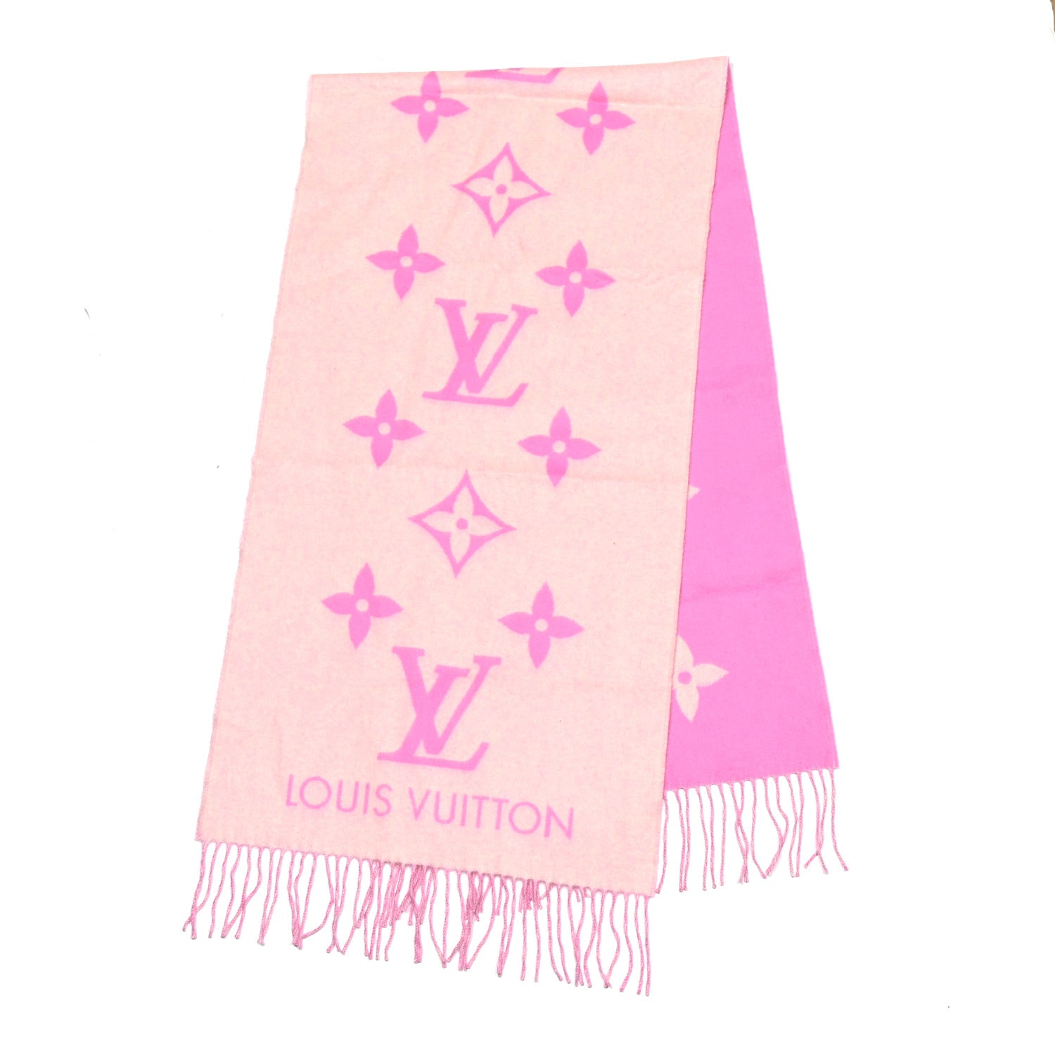 Louis Vuitton Cashmere Monogram Reykjavik Scarf White Pink 2 of 5
