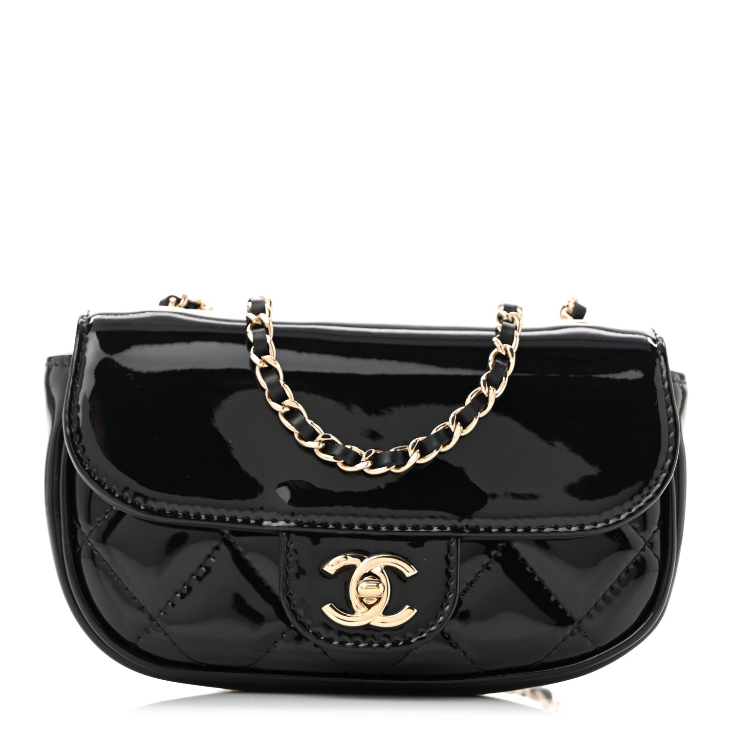 Chanel Patent Calfskin Quilted Mini Clutch Black 1 of 10