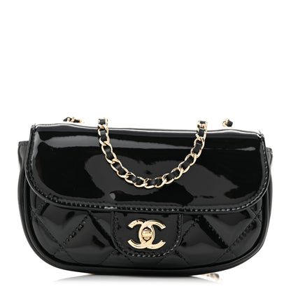 Chanel Patent Calfskin Quilted Mini Clutch Black 1 of 10