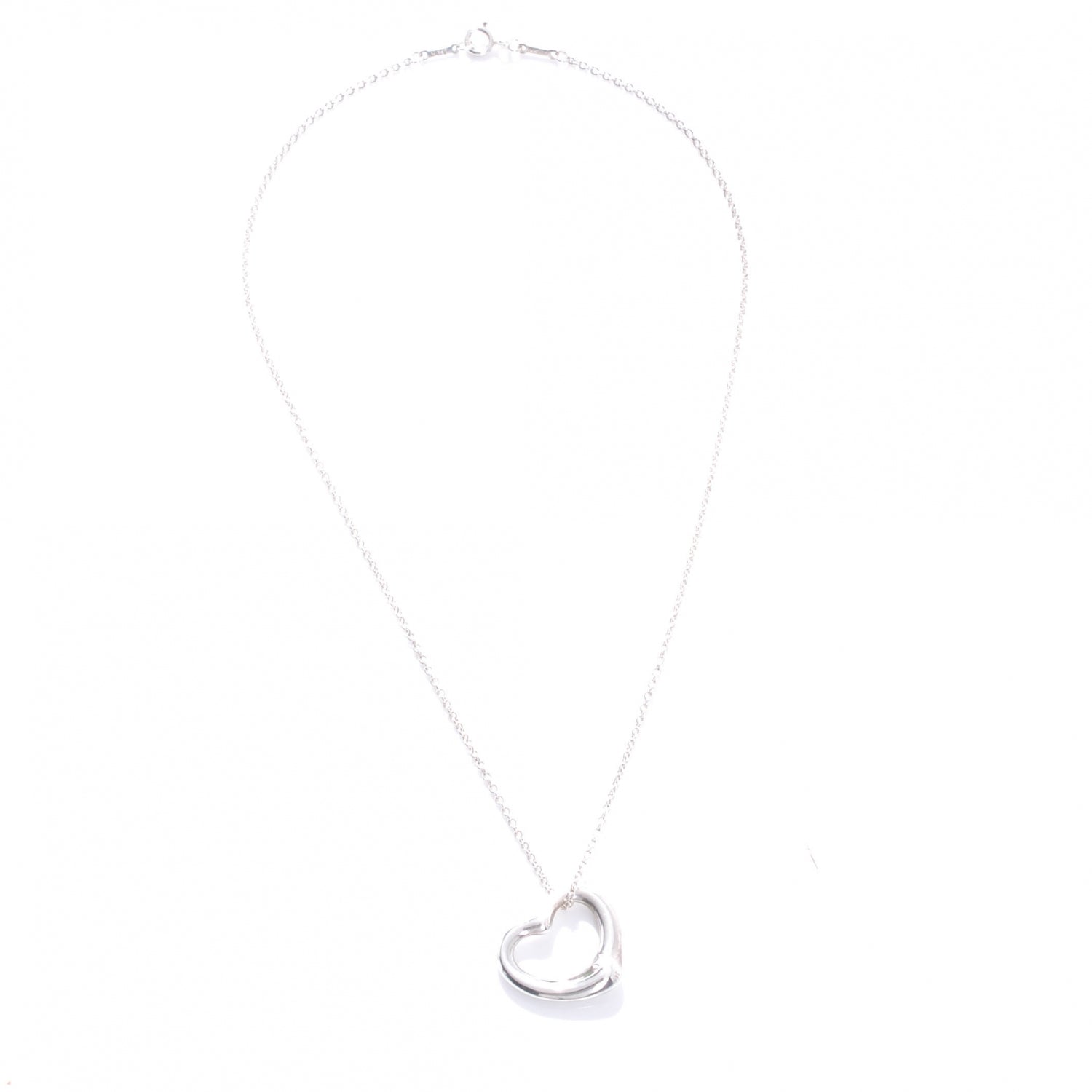 Tiffany Sterling Silver 22mm Elsa Peretti Open Heart Pendant Necklace 3 of 6