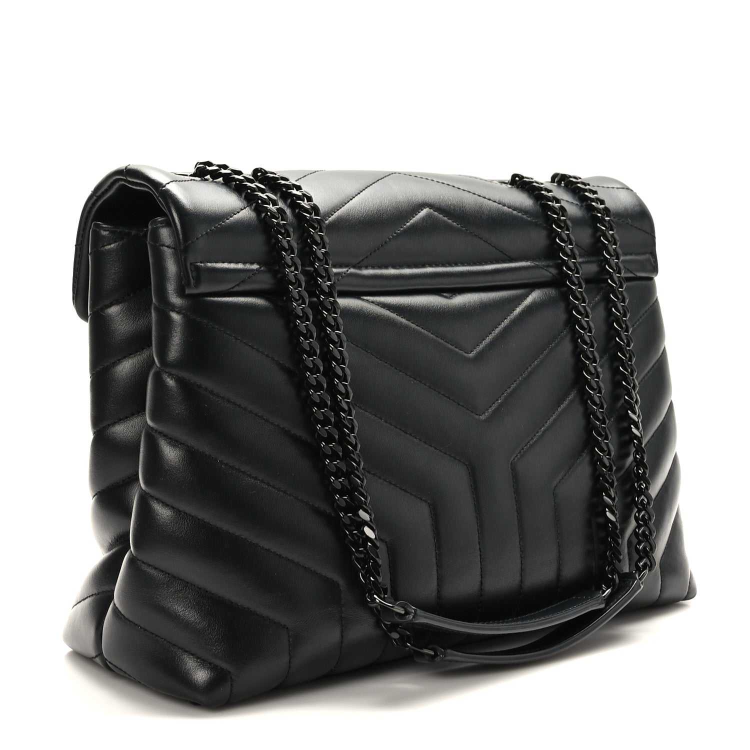 Saint Laurent Calfskin Y Quilted Monogram Monochrome Medium Loulou Chain Satchel Black 3 of 8