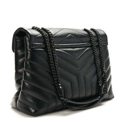 Saint Laurent Calfskin Y Quilted Monogram Monochrome Medium Loulou Chain Satchel Black 3 of 8