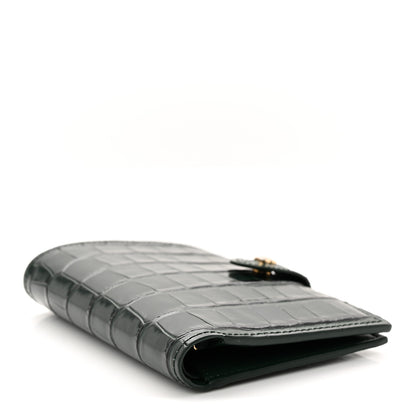 Chanel Calfskin Crocodile Embossed Crococo Passport Holder Emerald 4 of 9