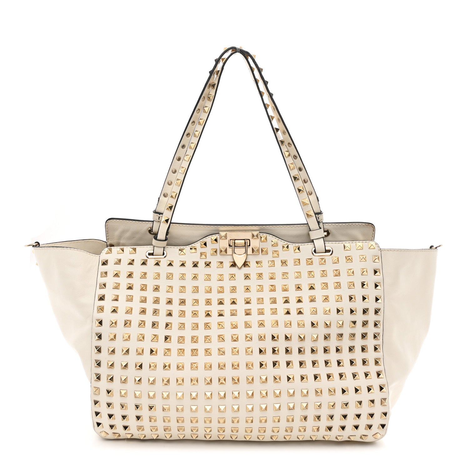 Valentino Garavani Vitello Medium Rockstud All Over Tote White 1 of 9