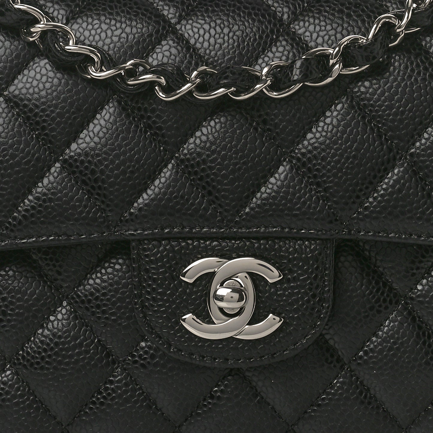 Caviar Quilted Small Double Flap Black