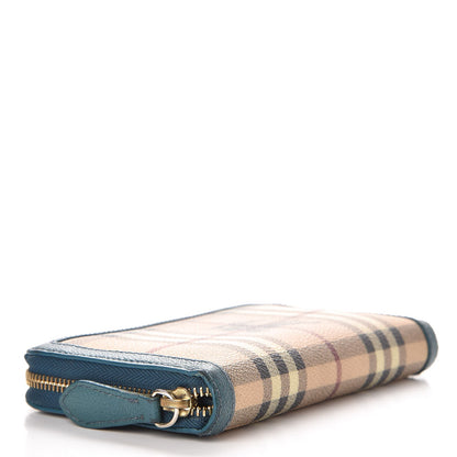 Burberry Haymarket Check Large Ziggy Zip Around Wallet Green 4 of 8
