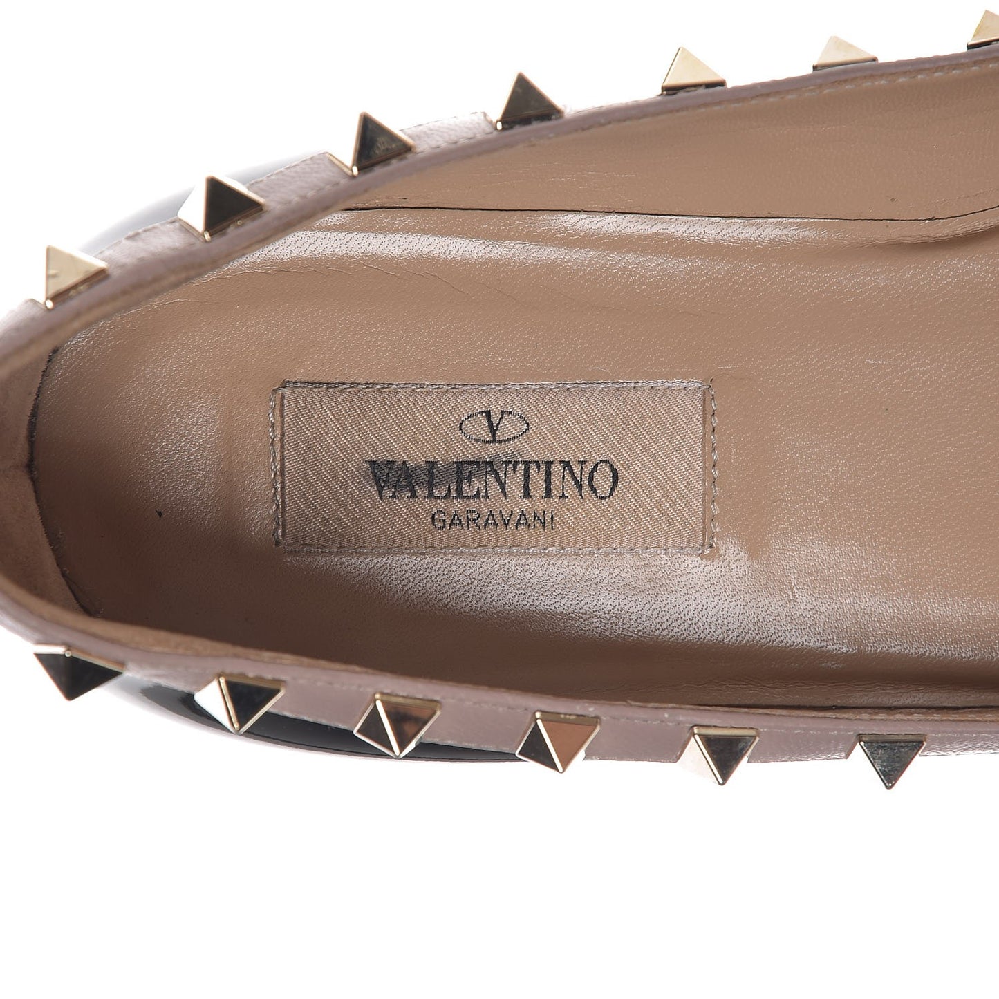 Patent Nappa Rockstud Ballerina Flats 37.5 Black Poudre