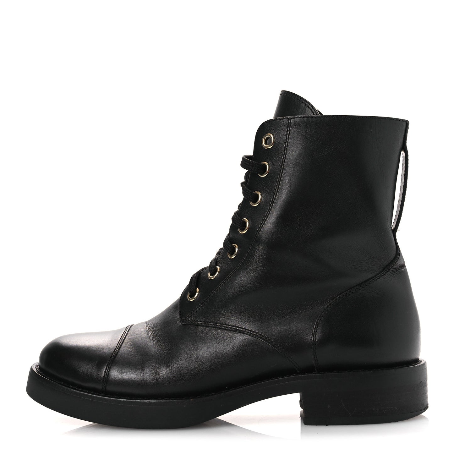 Calfskin Flat Ranger Boots 36.5 Black