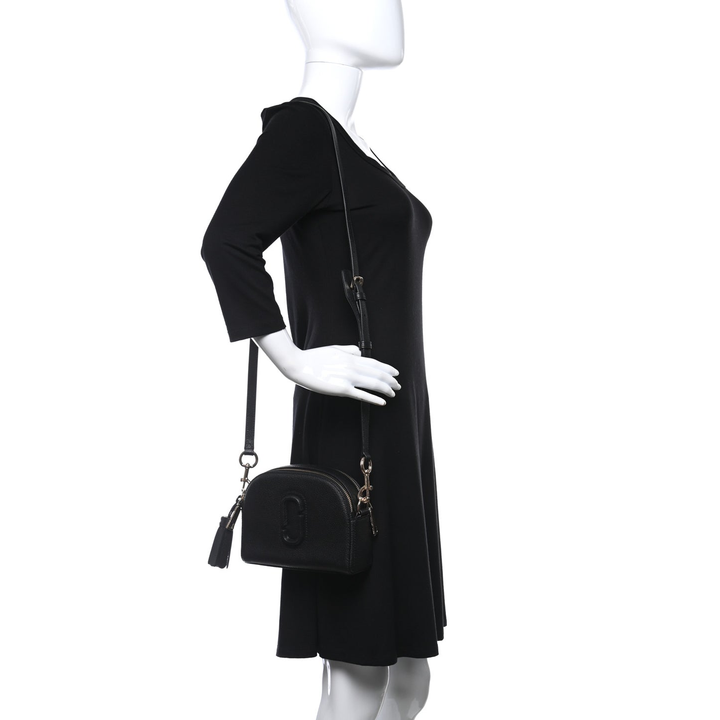 Calfskin Shutter Camera Crossbody Bag Black