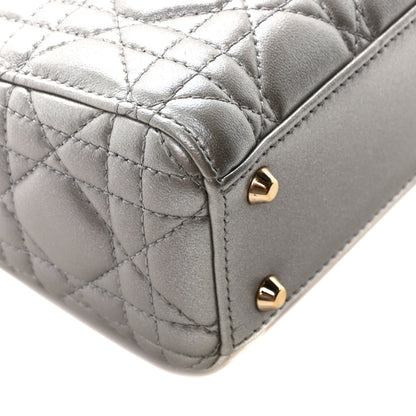 Christian Dior Metallic Lambskin Cannage Mini Lady Dior Grey 9 of 10