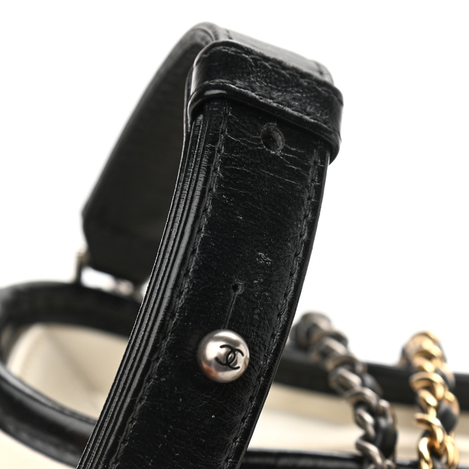 Chanel Aged Calfskin Quilted Small Gabrielle Hobo Black White 11 of 12