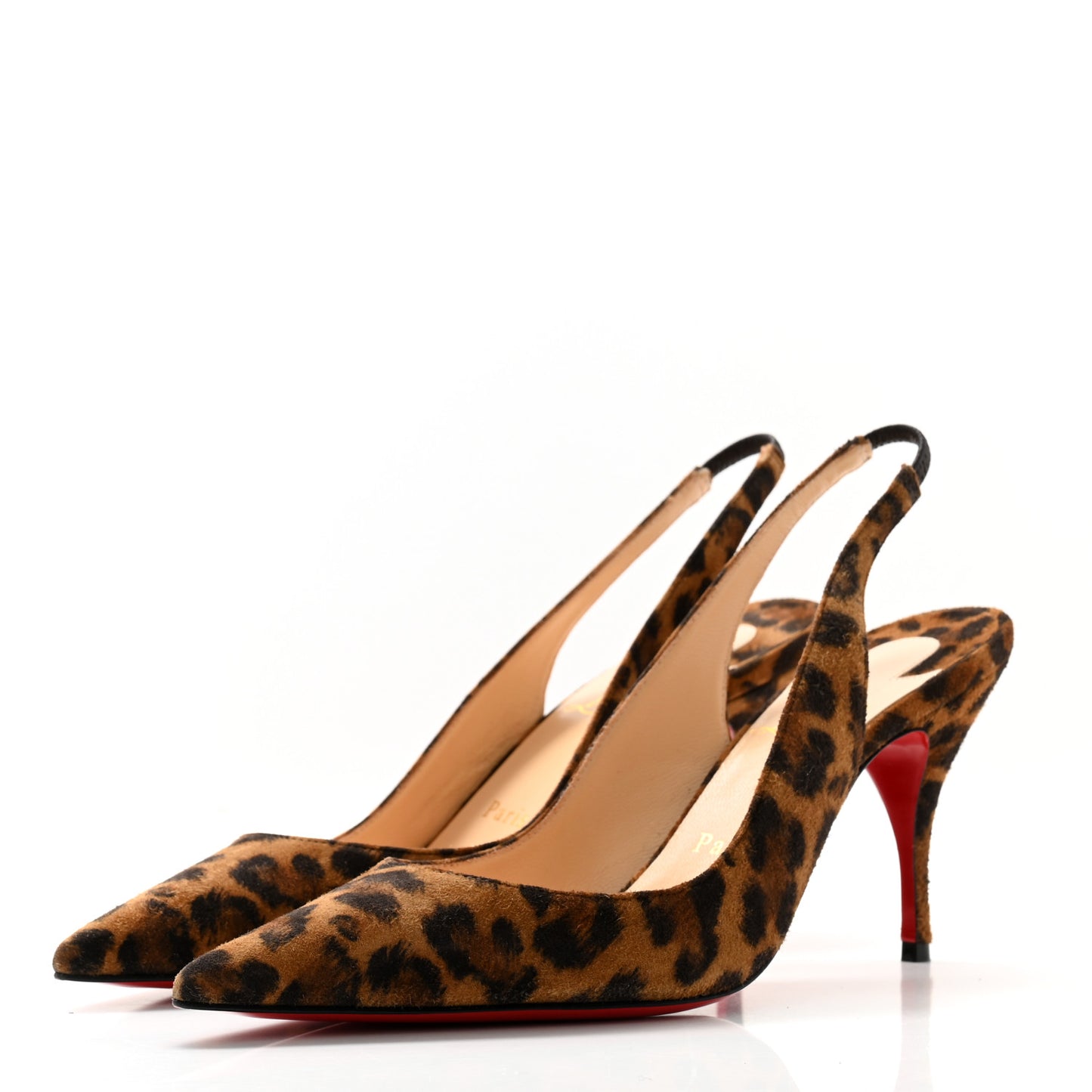 Veau Velours Leopard Clare Sling 80 Pumps 37 Caramel