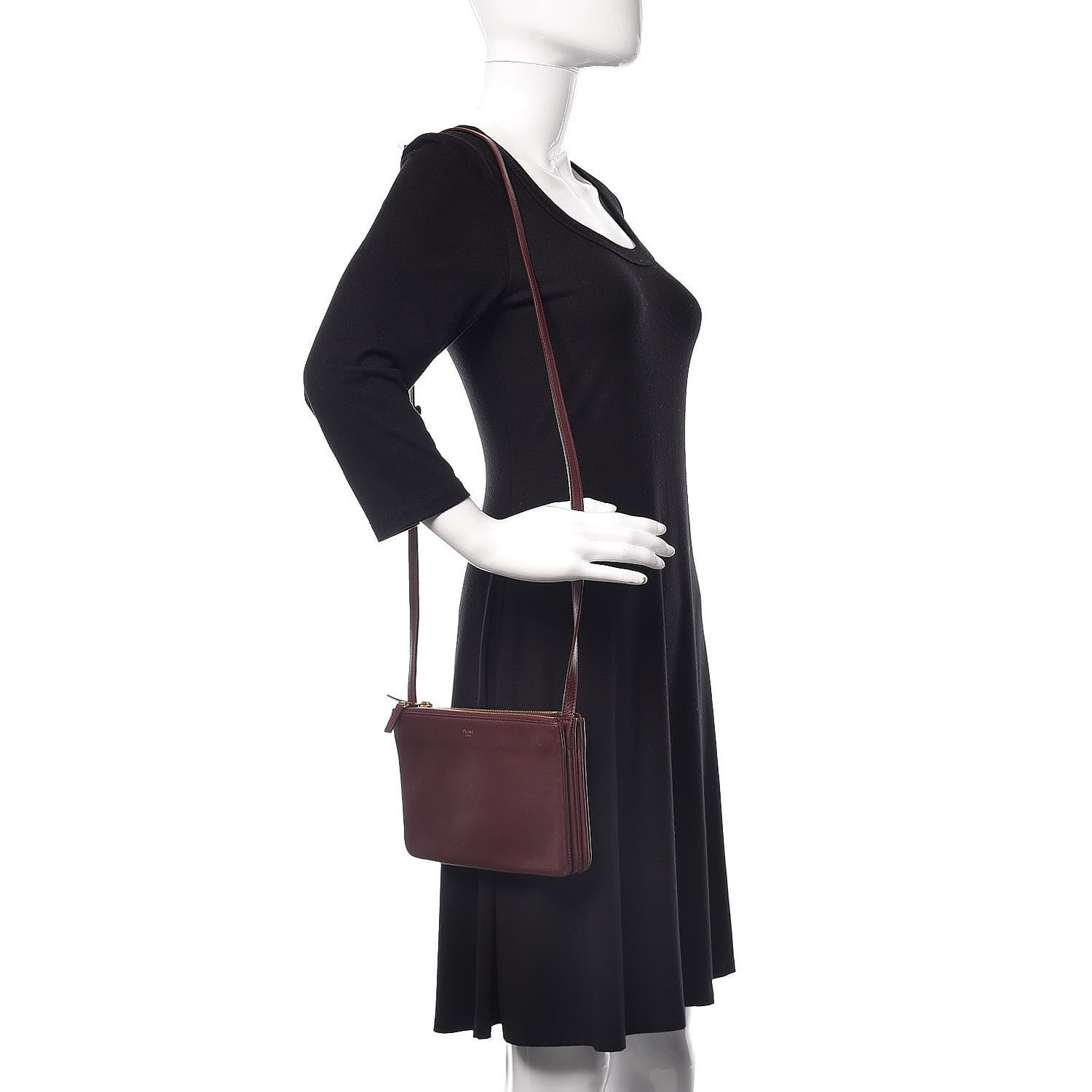 Celine Lambskin Small Trio Crossbody Bag Burgundy 2 of 10