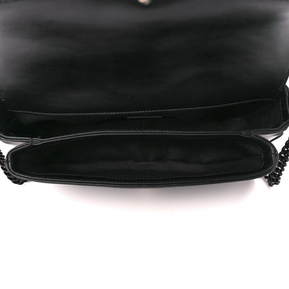 Gucci Calfskin Matelasse Monochrome GG Marmont Crossbody Shoulder Bag Black 5 of 11