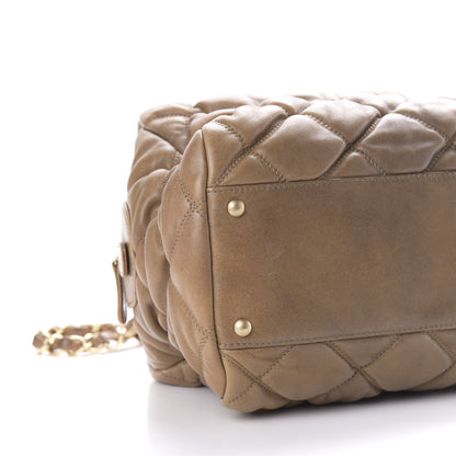 Chanel Lambskin Bubble Quilt Bowler Dark Beige 8 of 9