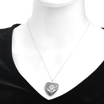 Tiffany Sterling Silver Ziegfeld Daisy Heart Locket Pendant Necklace 2 of 4