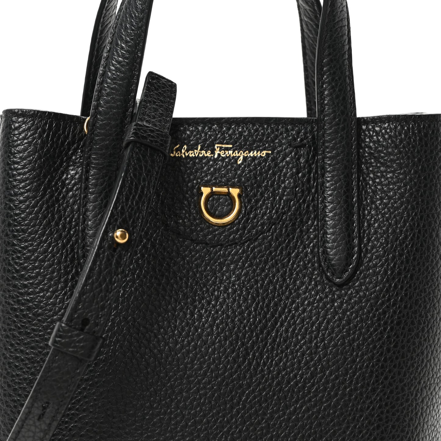 Tumbled Calfskin Gancini Mini Bag Black