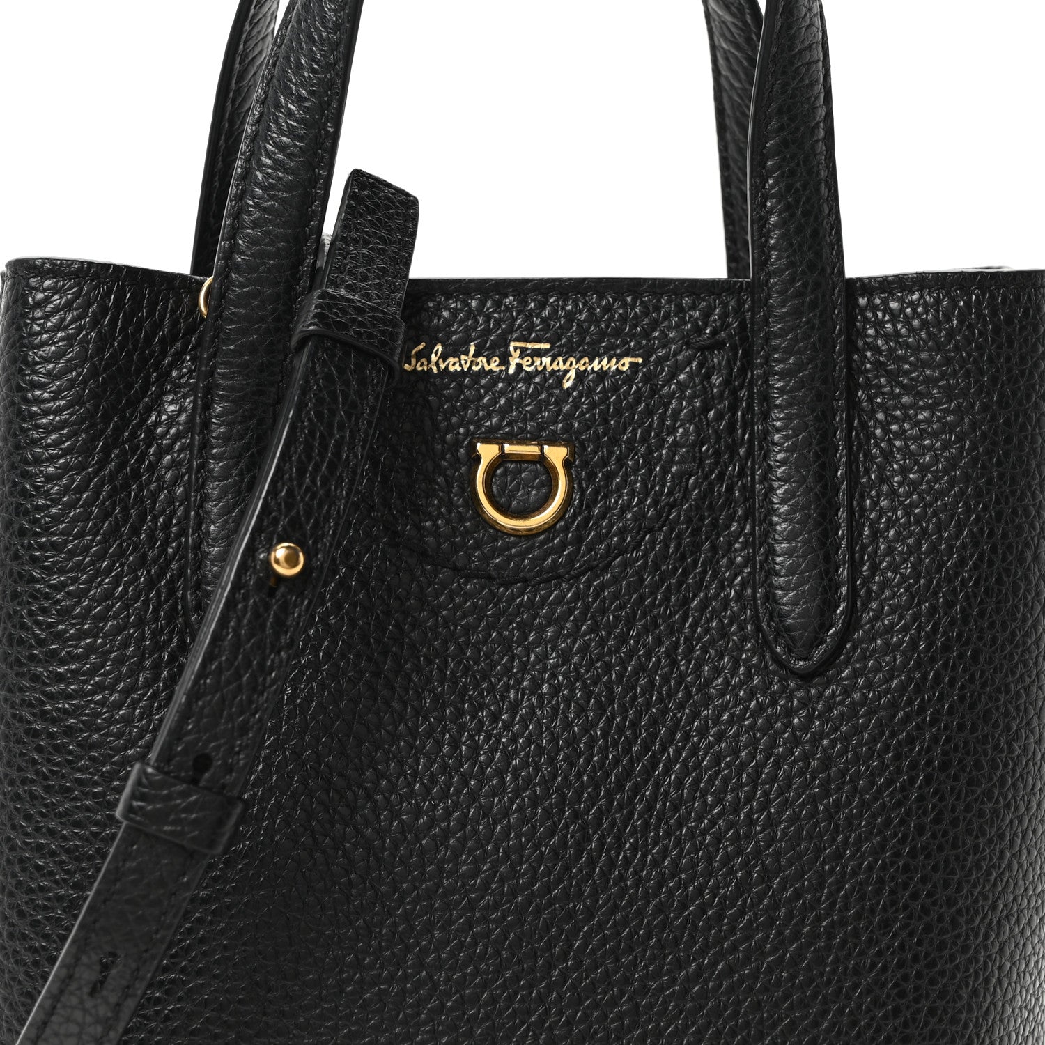 Salvatore Ferragamo Tumbled Calfskin Gancini Mini Bag Black 7 of 9