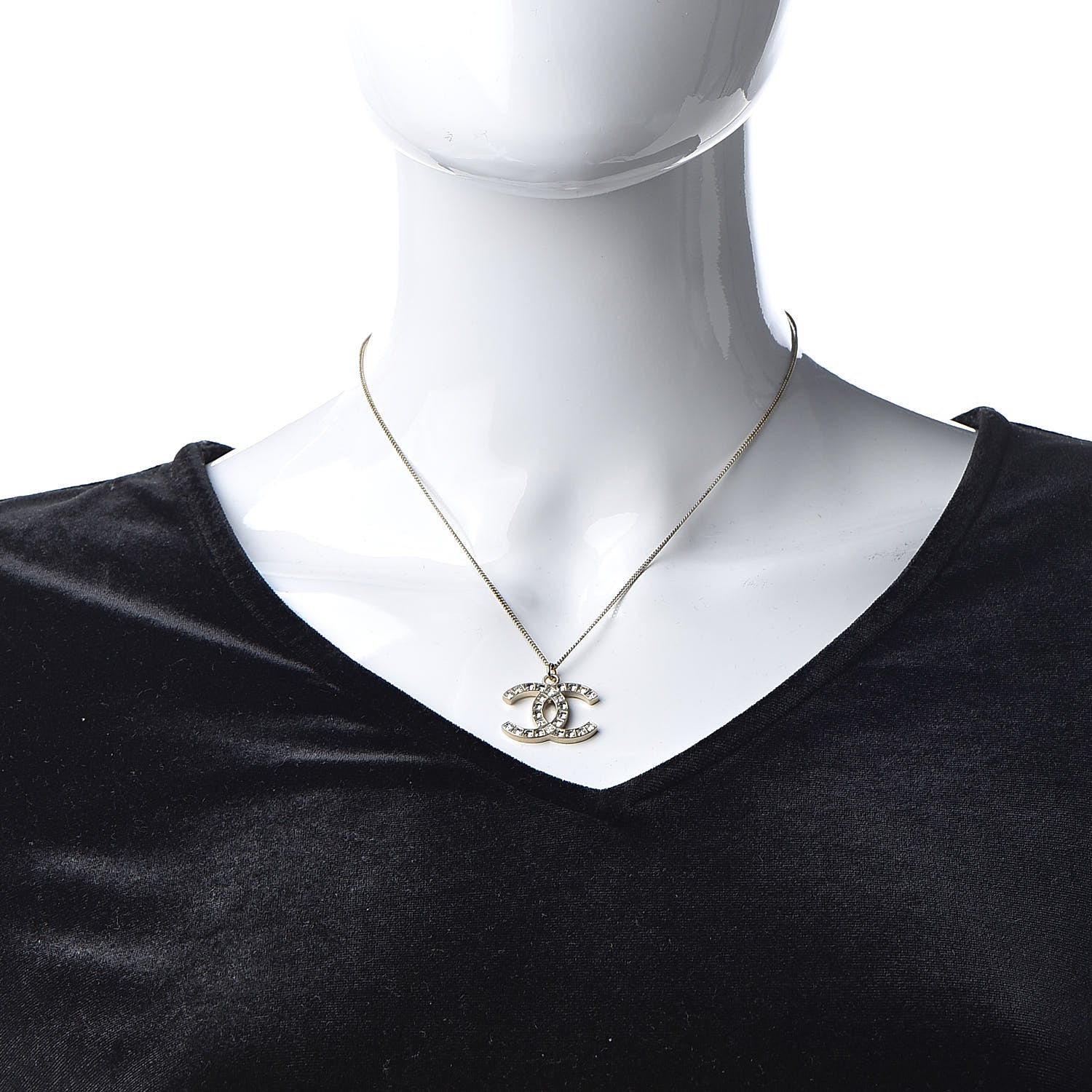 Chanel Baguette Crystal CC Necklace Light Gold 2 of 5