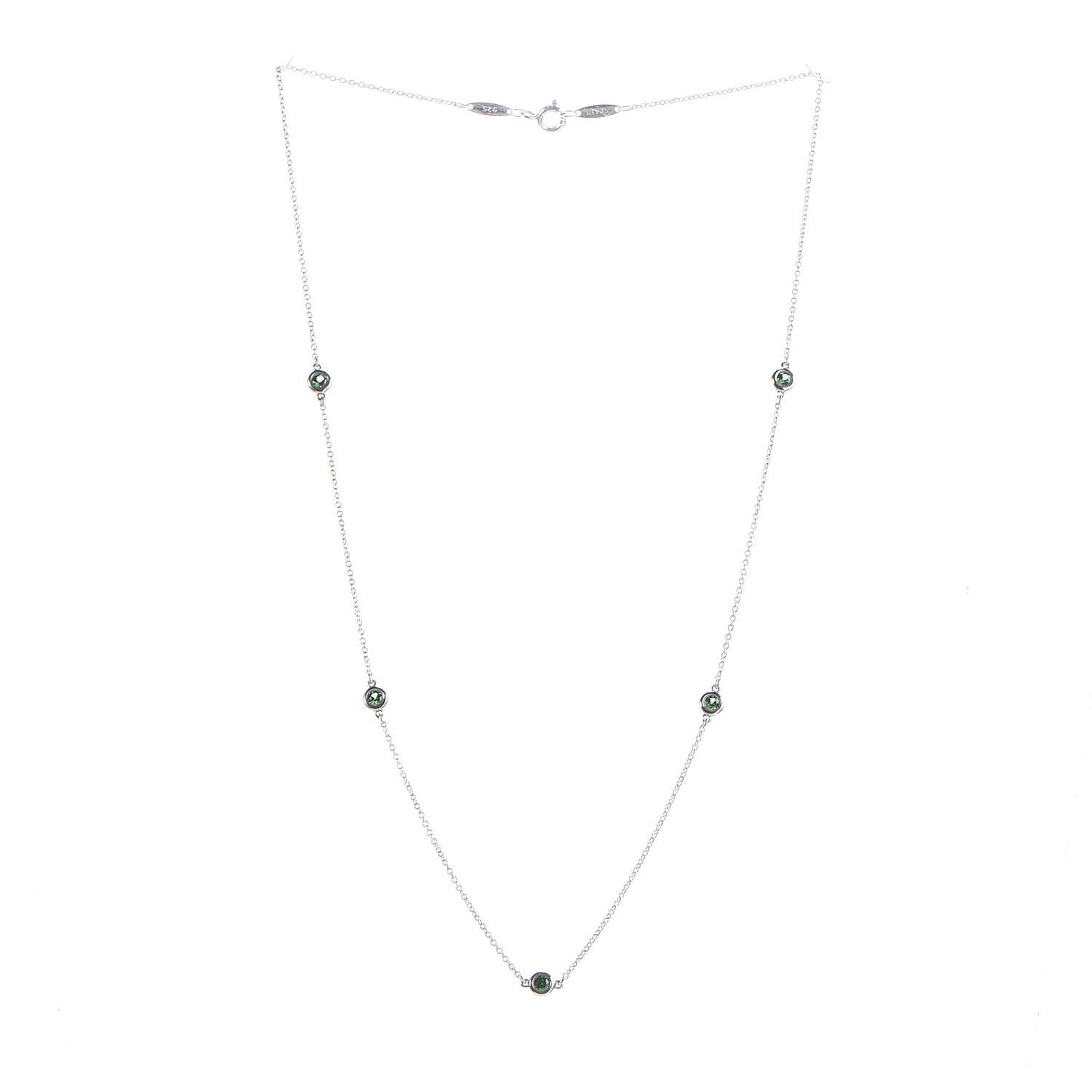 Sterling Silver Tsavorite Elsa Peretti 5 Station Color by the Yard Necklace