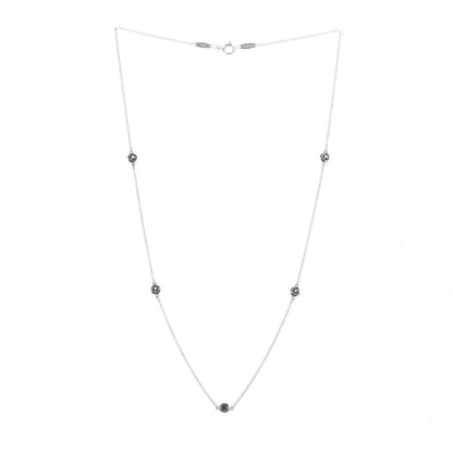 Tiffany Sterling Silver Tsavorite Elsa Peretti 5 Station Color by the Yard Necklace 3 of 9