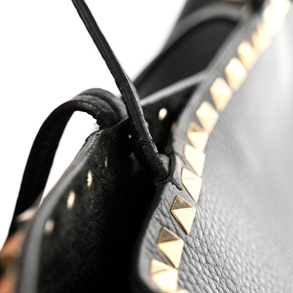 Valentino Garavani Grained Calfskin Small Rockstud Shoulder Tote Black 10 of 11