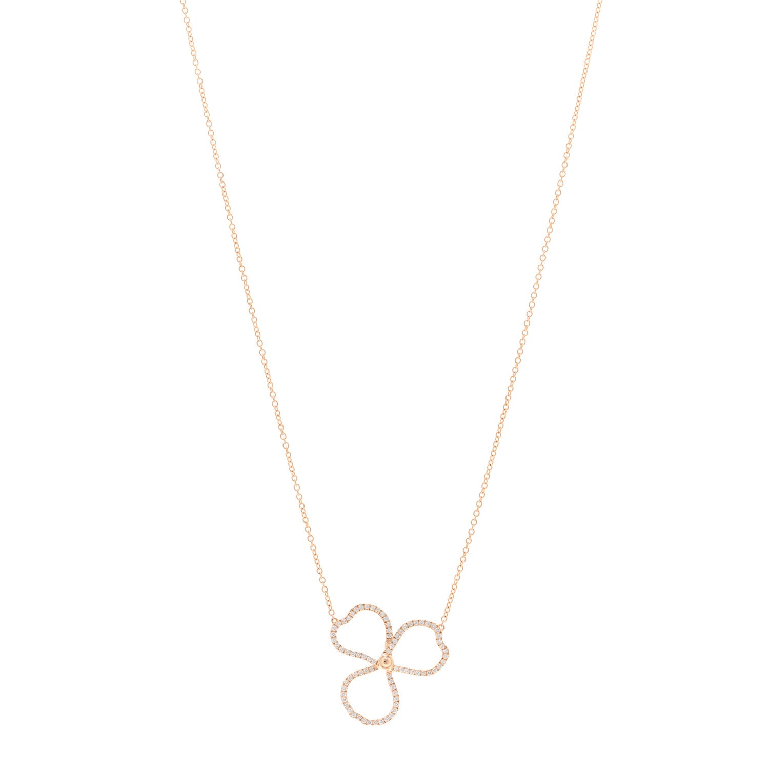 Tiffany 18K Rose Gold Diamond Open Flower Paper Flowers Pendant Necklace 1 of 5