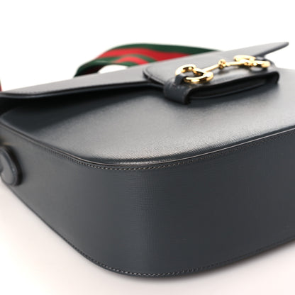 Gucci Azalea Calfskin Web Horsebit 1955 Shoulder Bag Graphite Grey 7 of 8