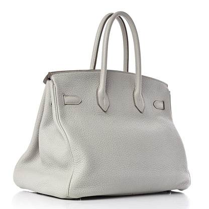 Hermes Taurillon Clemence Lizard Club Birkin 35 Gris Perle White Mykonos 3 of 39