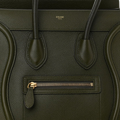 Celine Drummed Calfskin Micro Luggage Khaki 7 of 9