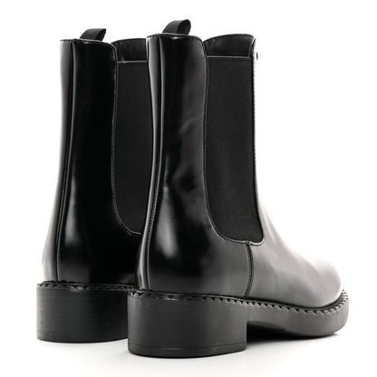 Prada Spazzolato Metal Triangle Logo 50mm Chelsea Boots 37 Black 4 of 9