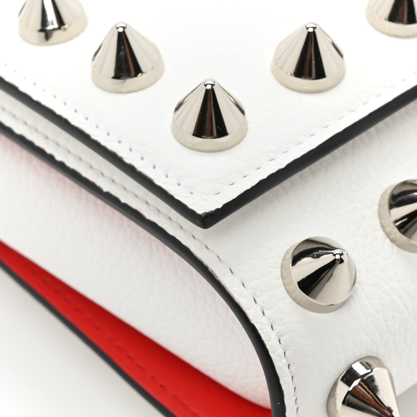 Calfskin Empire Maxi Spikes Paloma Clutch White