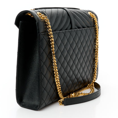 Saint Laurent Grain De Poudre Textured Mixed Matelasse Large Triquilt Monogram Satchel Black 3 of 11