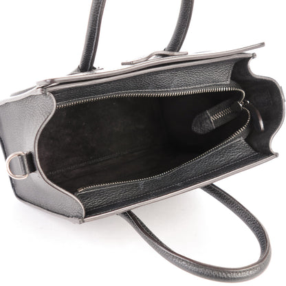 Celine Drummed Calfskin Nano Luggage Black 6 of 7